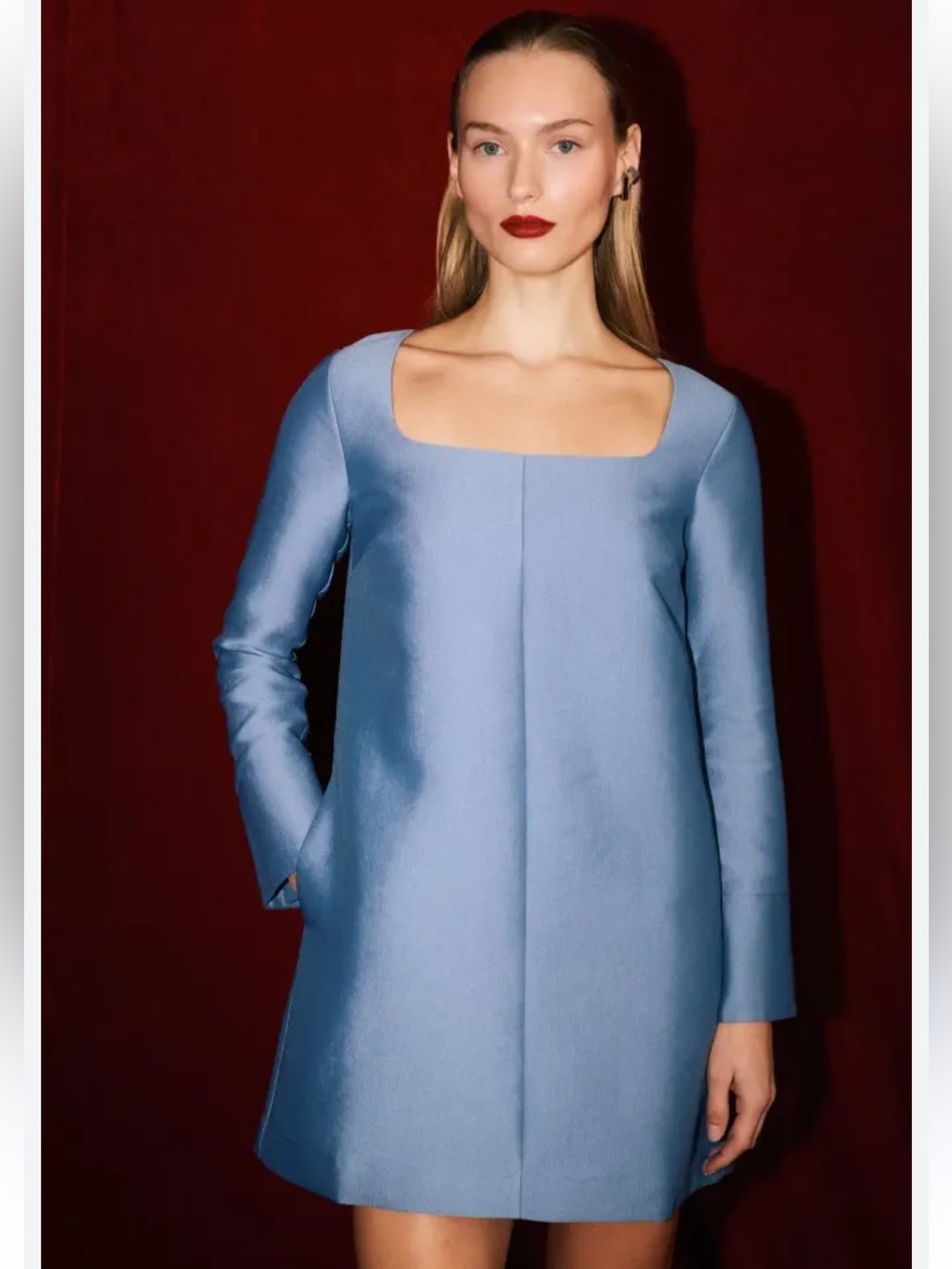 New Aligne Carmel Long Sleeve Satin Mini Dress in Heather